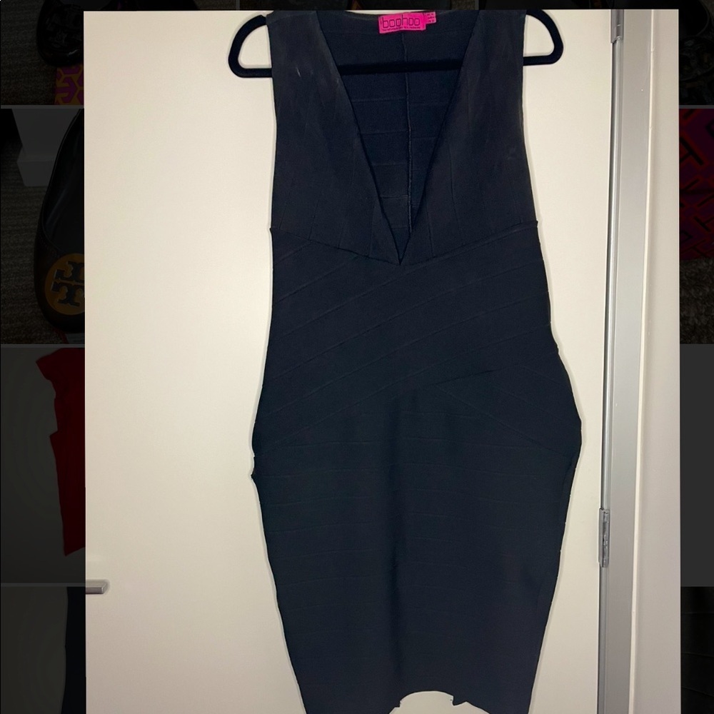 Plunging neckline bandage dress